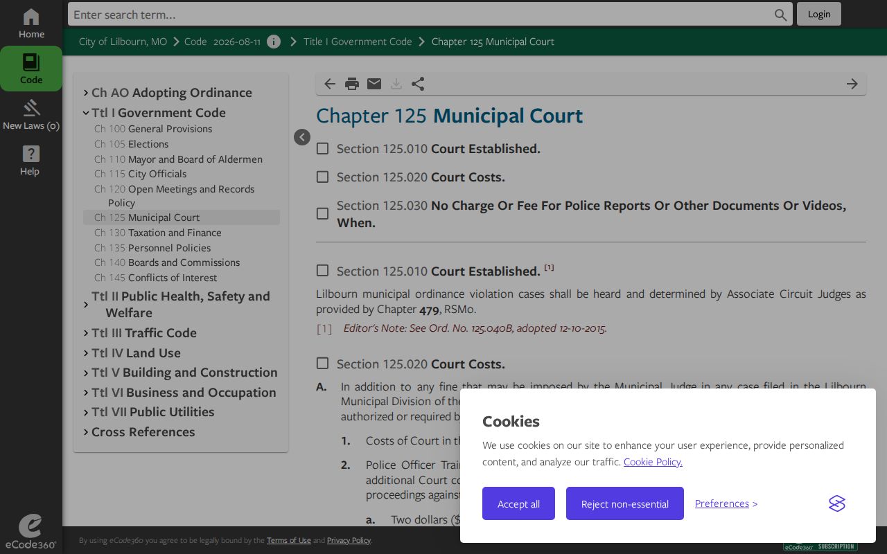 Official Lilbourn municipal court code