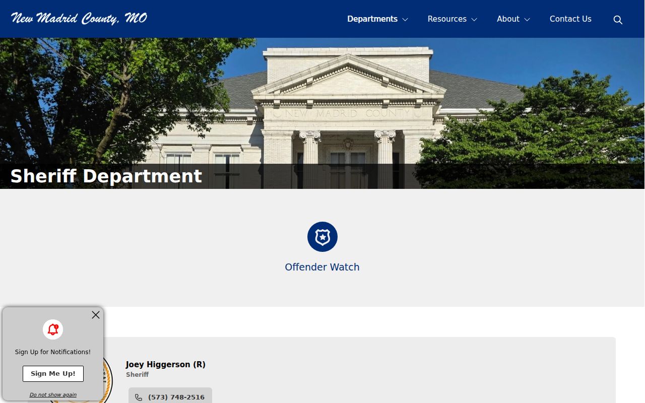 Official New Madrid County Sheriff department webpage